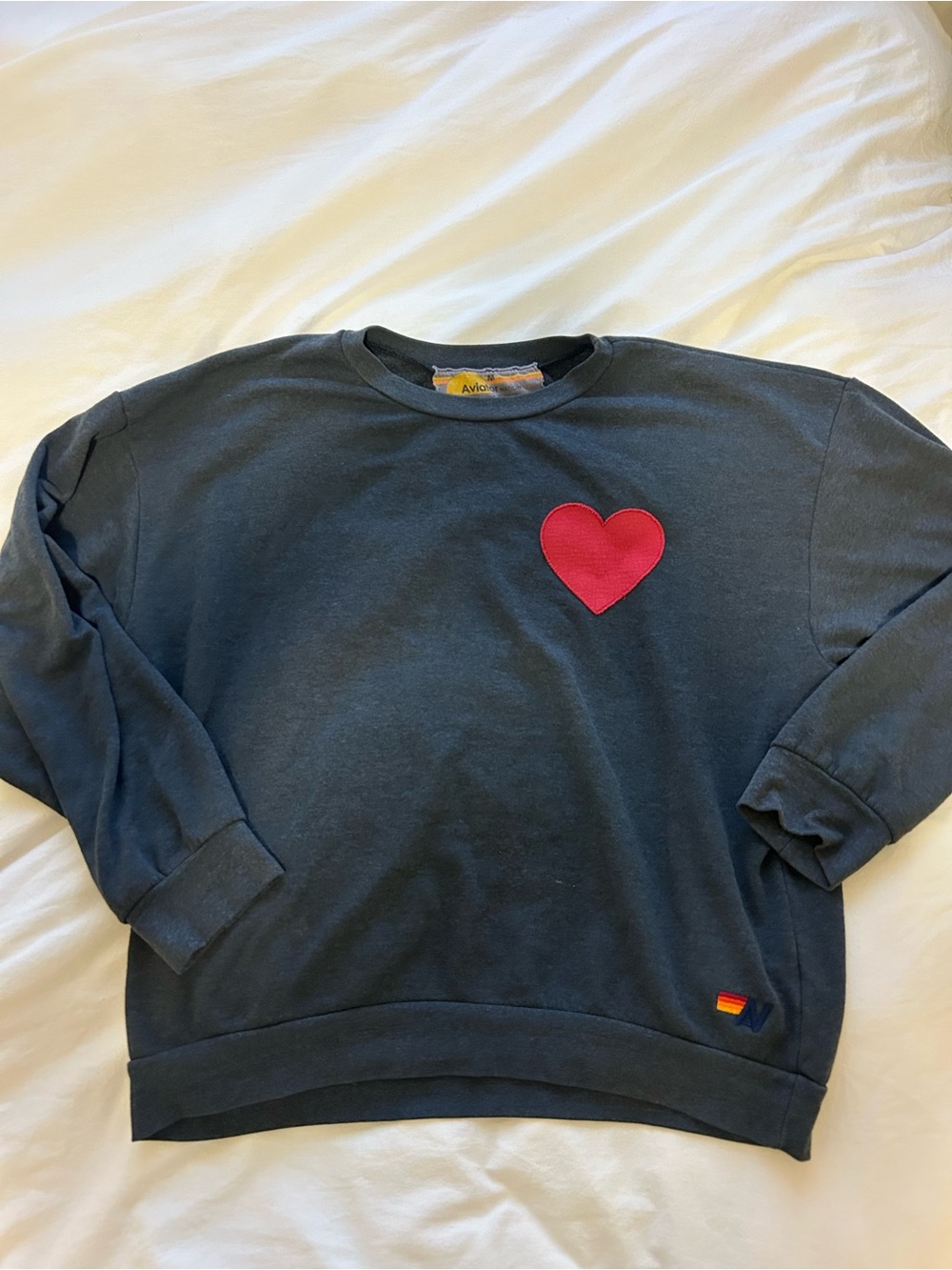 Aviator Nation Navy Sweatshirt with Red Heart Patch